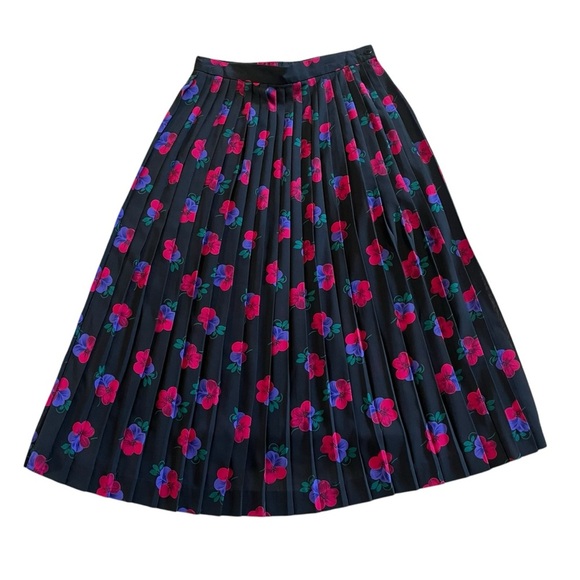 Vintage Country Sophisticates Pendleton Floral Pleated midi skirt sheer size S - Picture 1 of 9